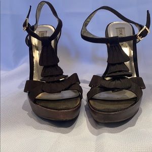 Dark Brown super cute wood look heels